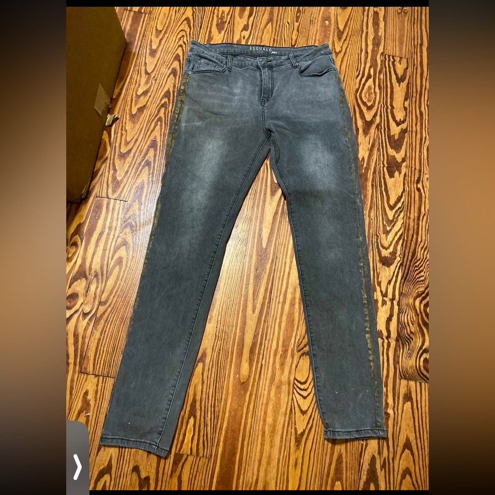 Esqualo Gray Jeans with gold down side if leg